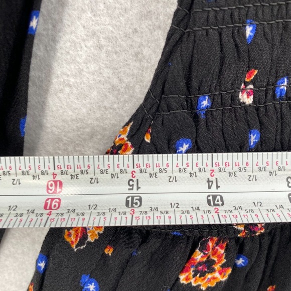 Free People Two Faces Mini Dress Womens XS Black Smocked Waist Balloon Sleeve - Picture 14 of 16